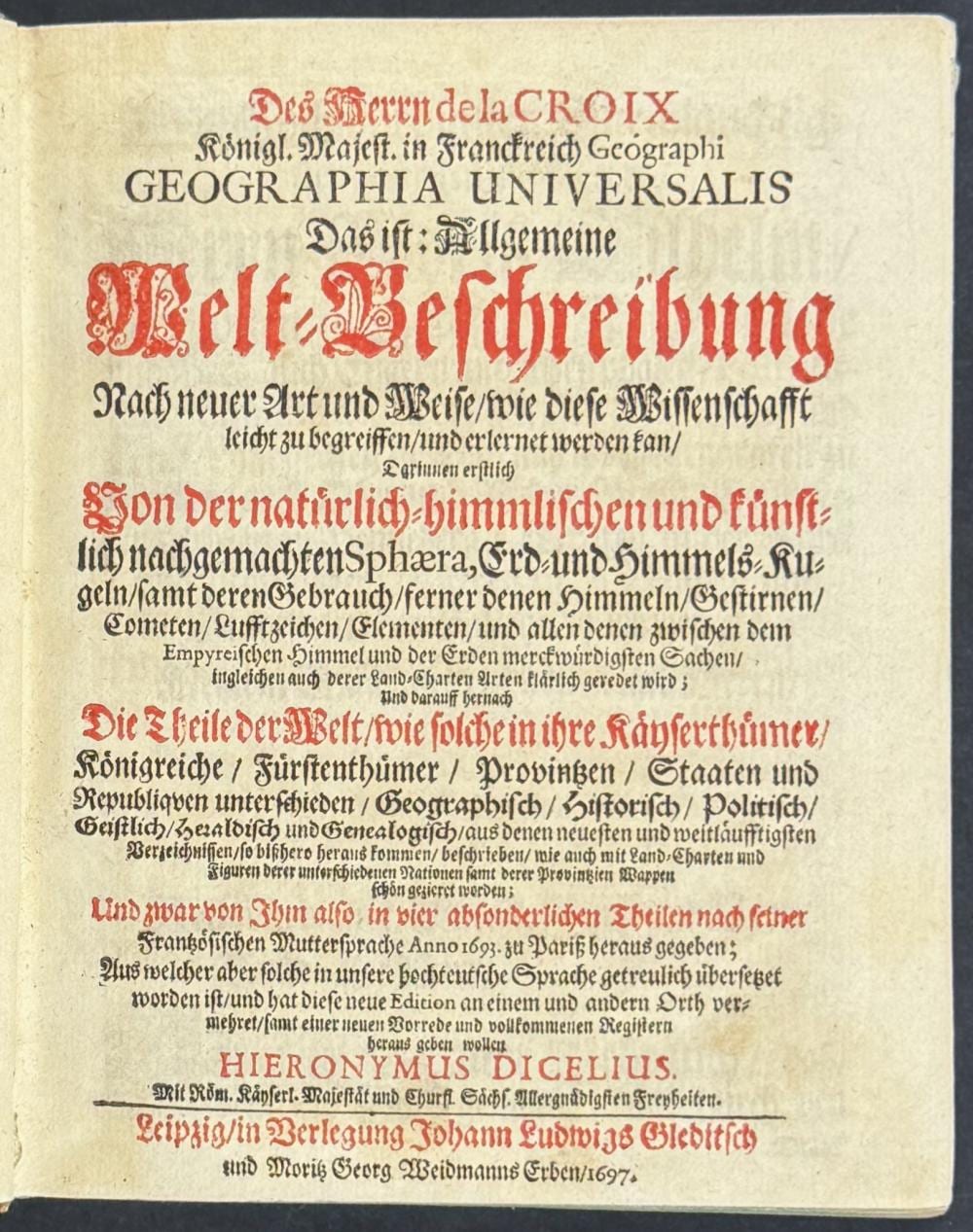 Geographia Universalis, Allgemeine Welt-Beschreibung