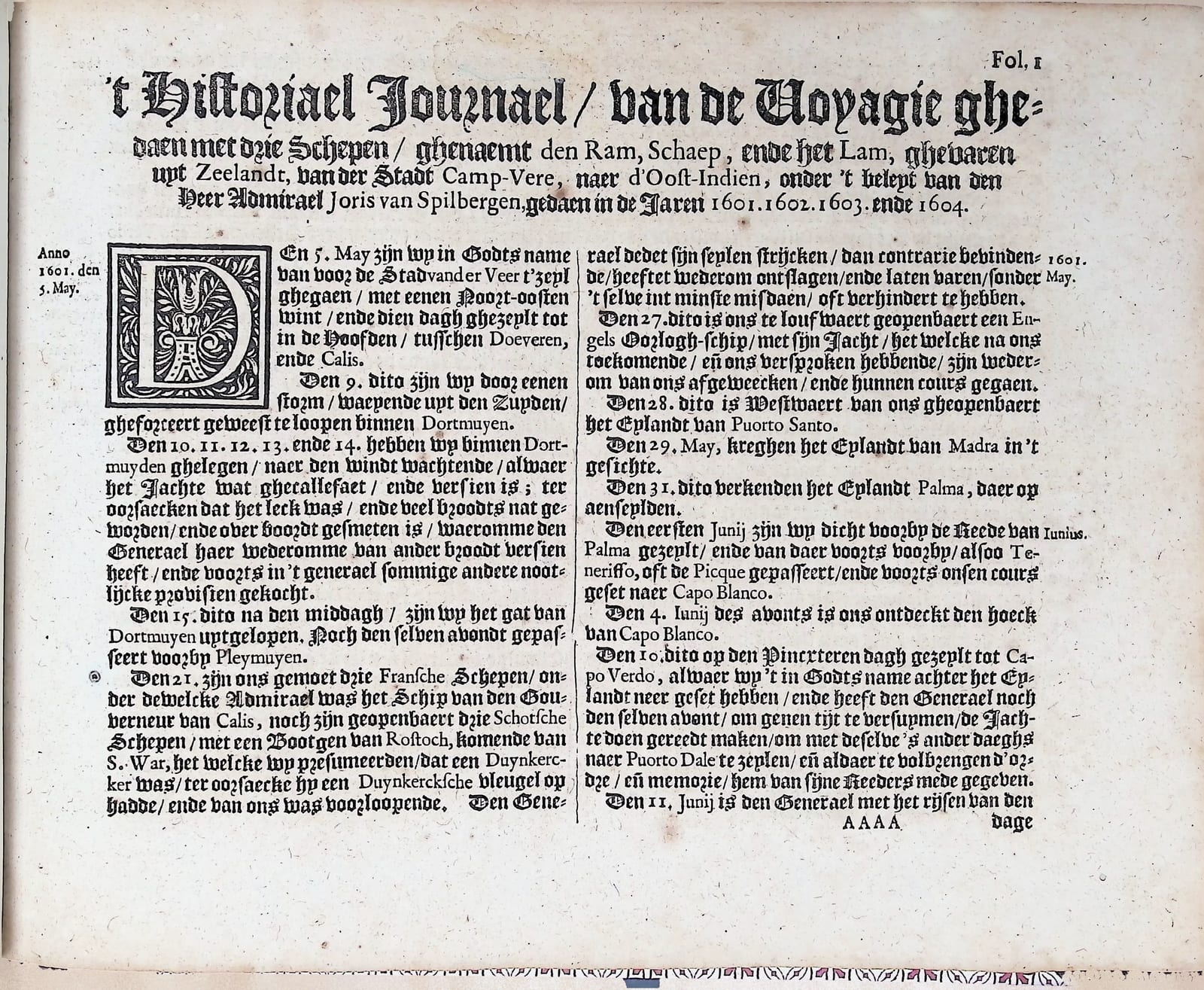 Historisch Journael, Spilbergen's Voyagie naar Oost-Indien (1601–1604)