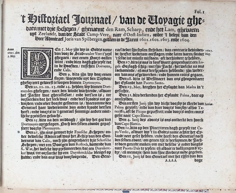 Historisch Journael, Spilbergen's Voyagie naar Oost-Indien (1601–1604)