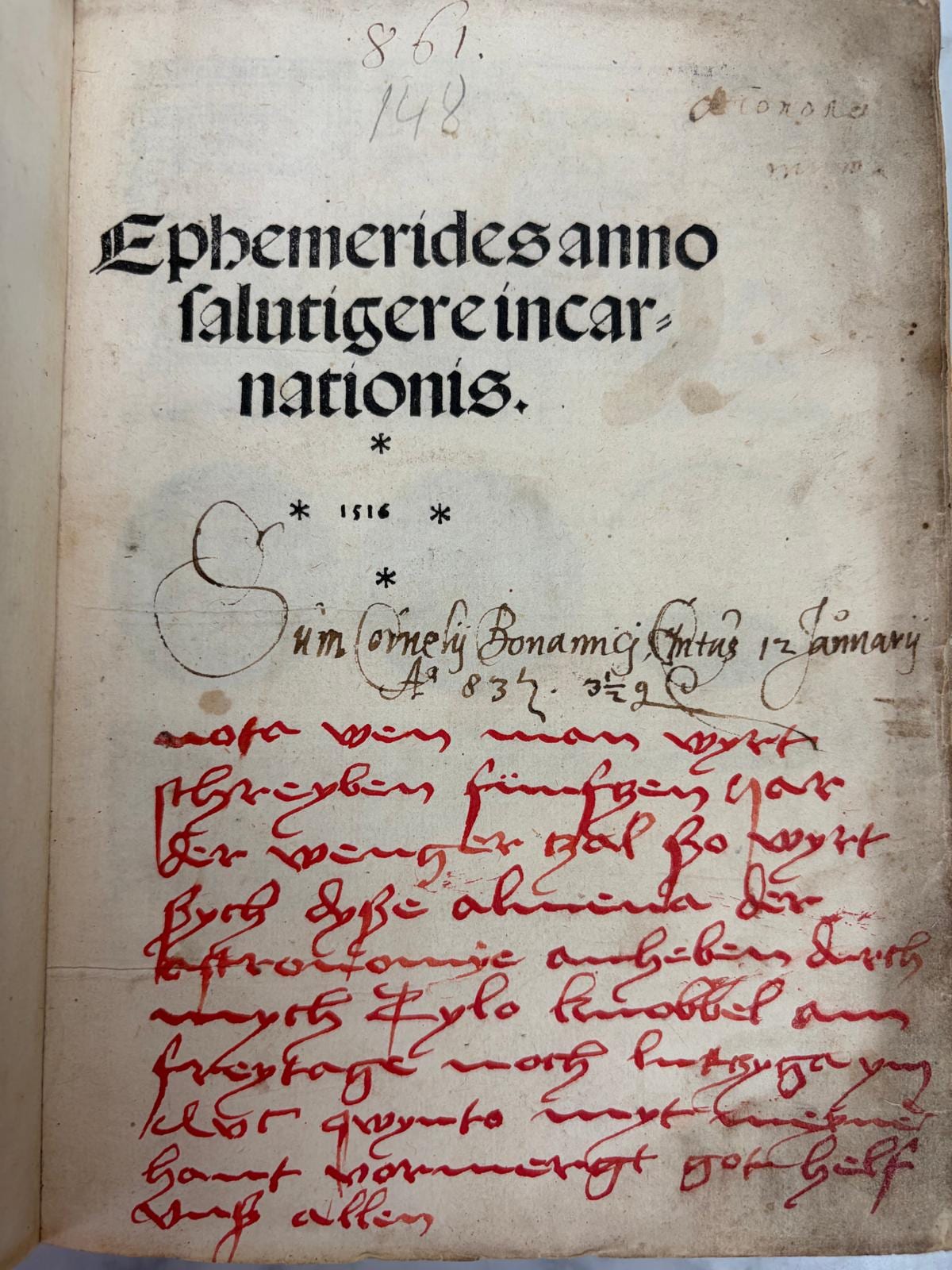 Ephemerides (Almanach) for the years 1516 to 1531, second part
