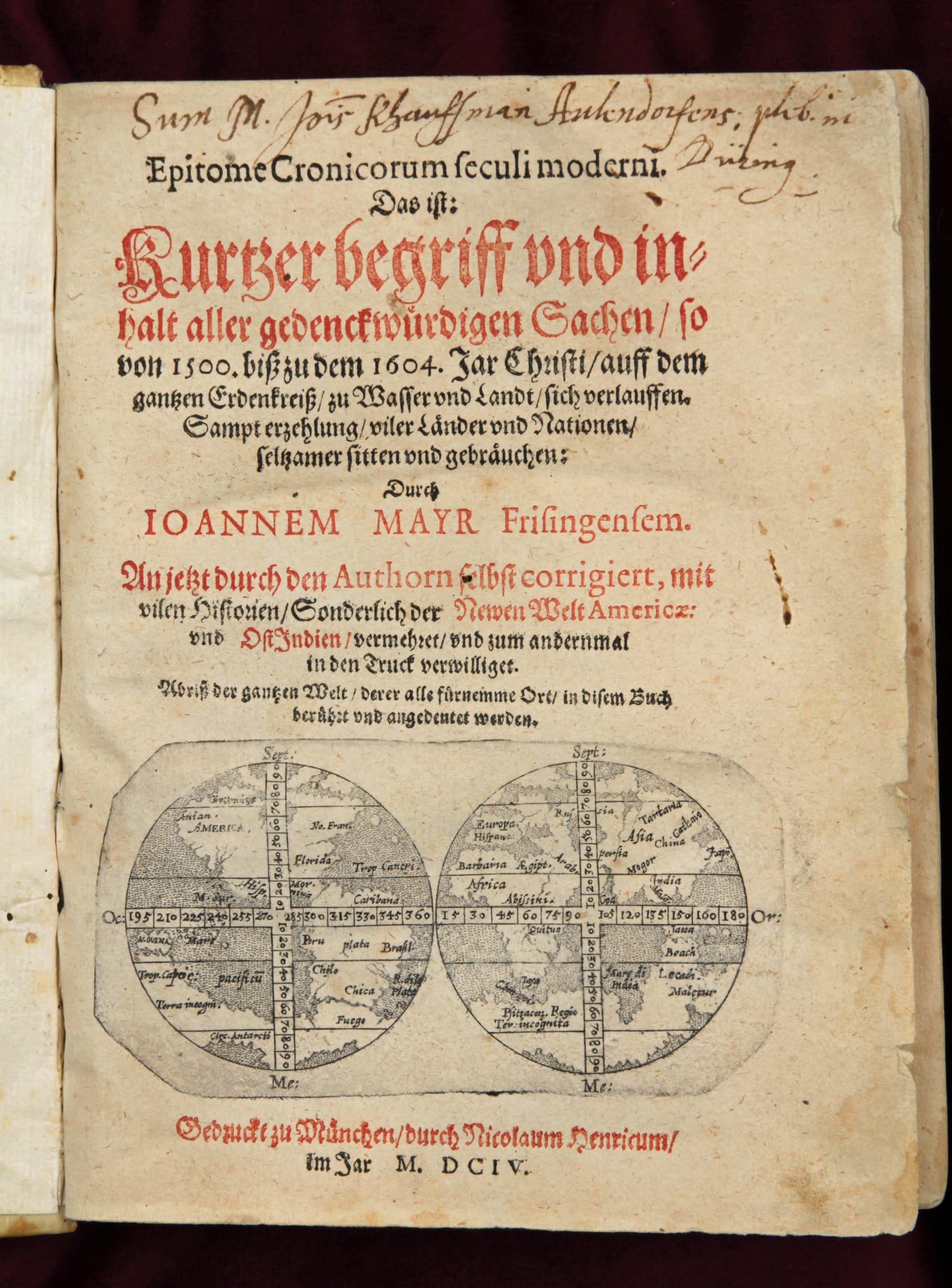 Epitome cronicorum seculi moderni / Kurtzer Begriff der gedenckwurdigen Sachen (1500-1604)