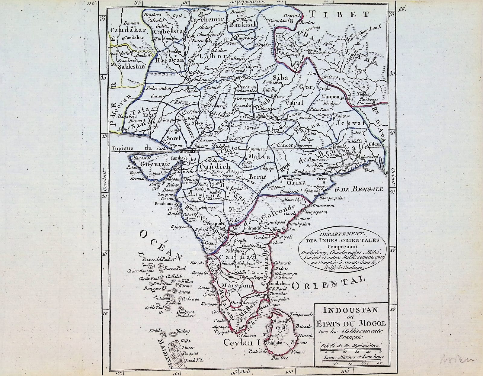 Indoustan ou Etats du Mogol avec les établissements Français (India)
