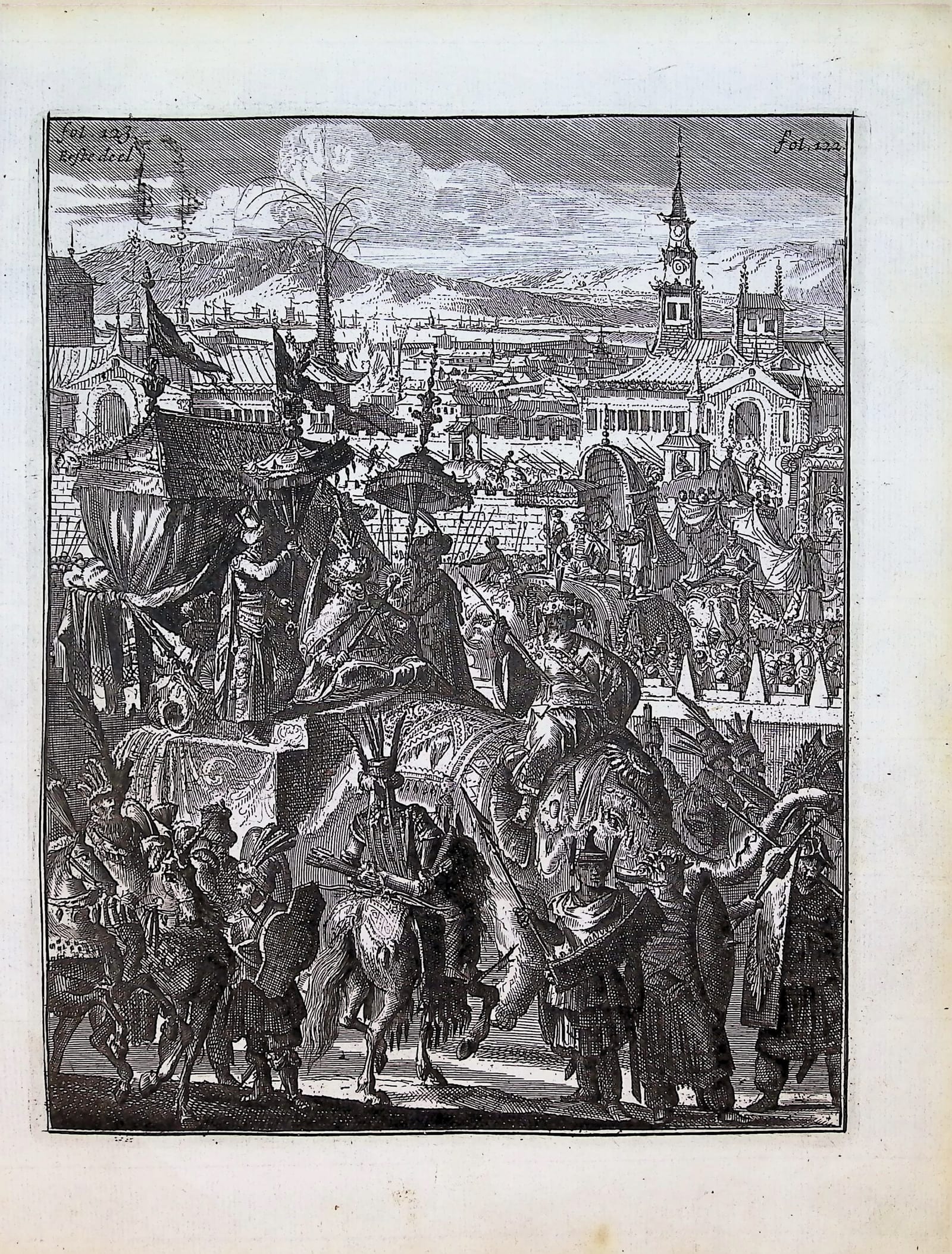 The King of Arakan riding out in state (from Wouter Schouten, Oost-Indische Voyagie)