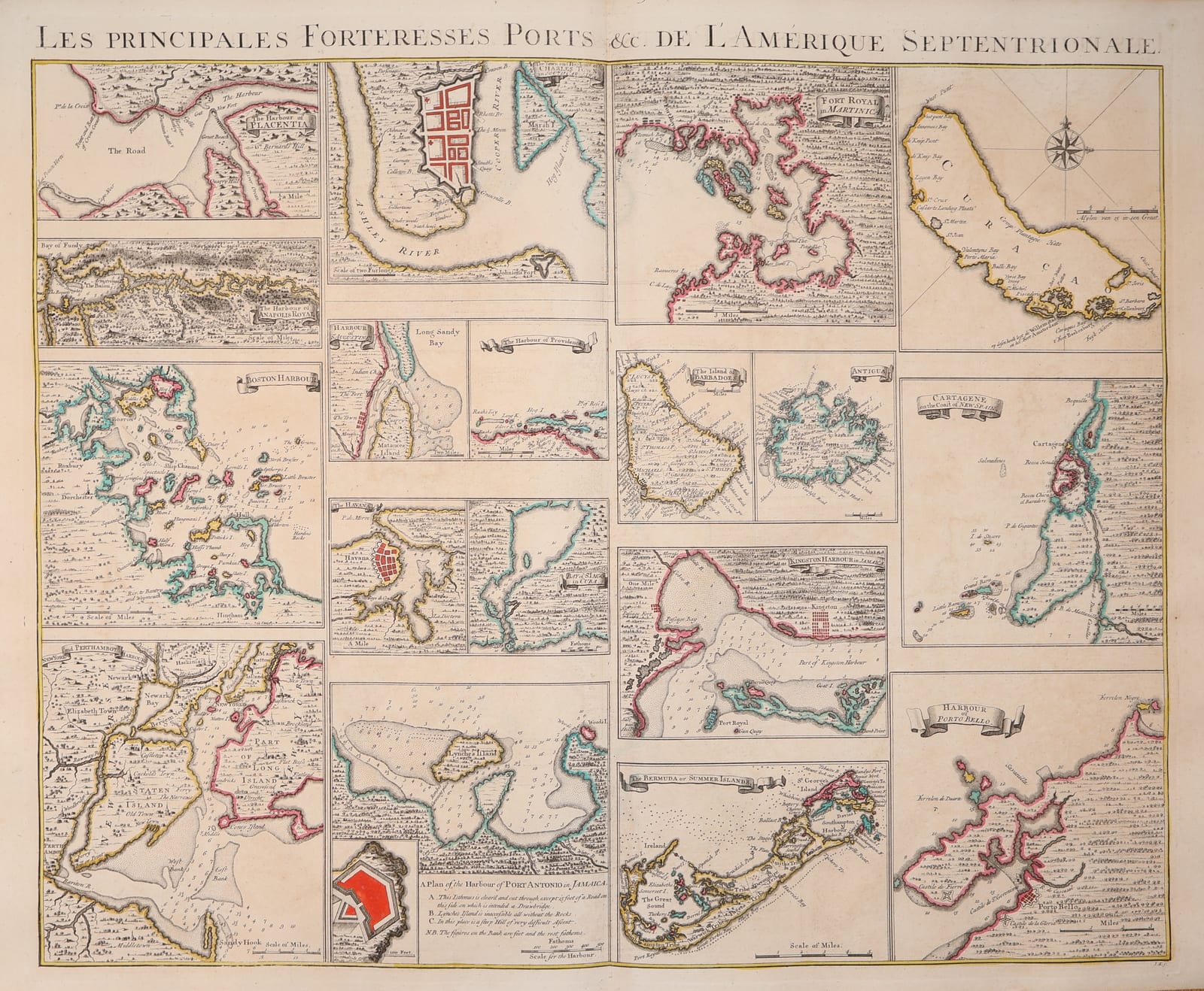 Les Principales Forteresses, Ports &c. de l'Amérique Septentrionale (The principal fortresses and harbours of North America and the West Indies)