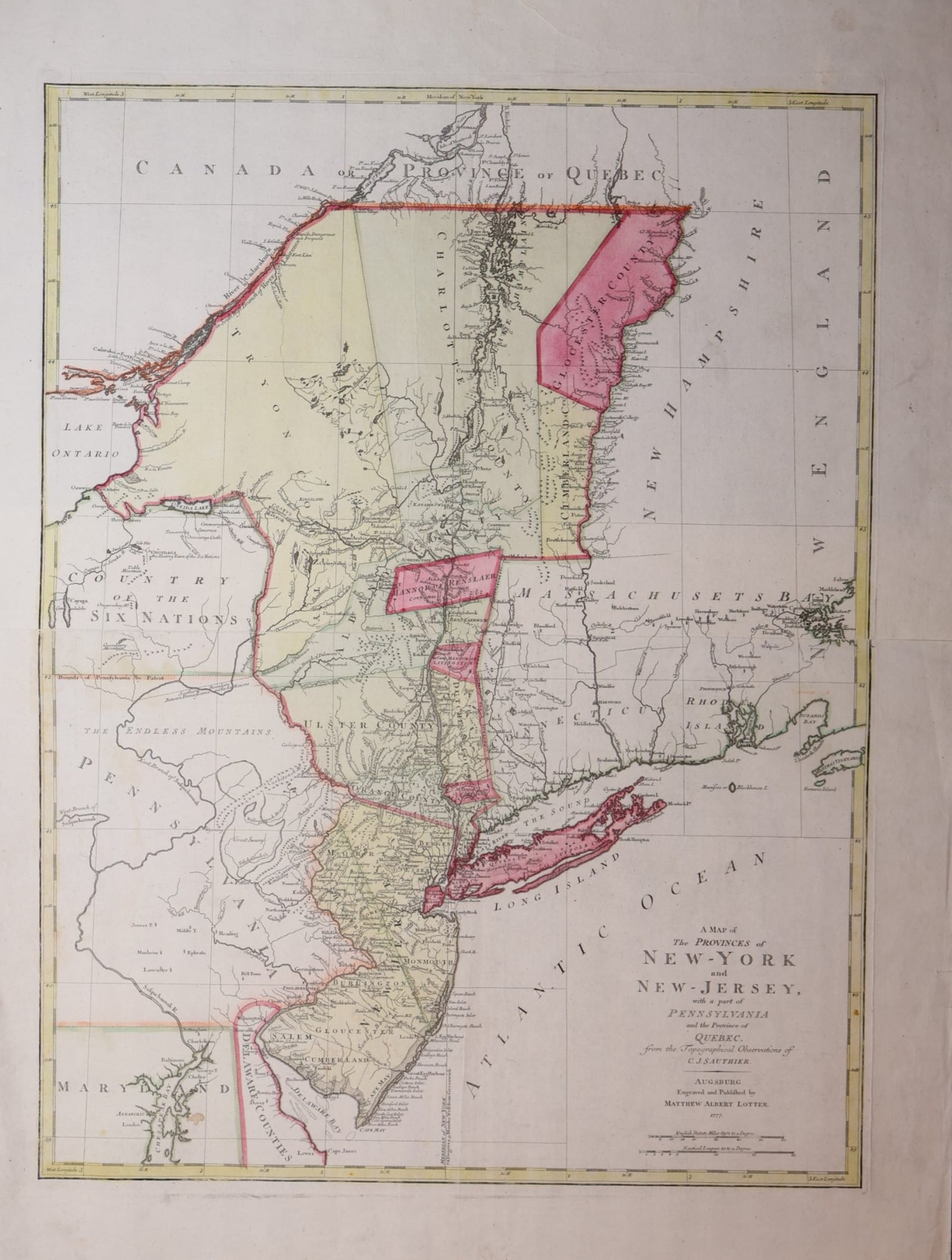 A Map of the Provinces of New-York and New-Jersey, with a part of Pennsylvania and the Province of Quebec