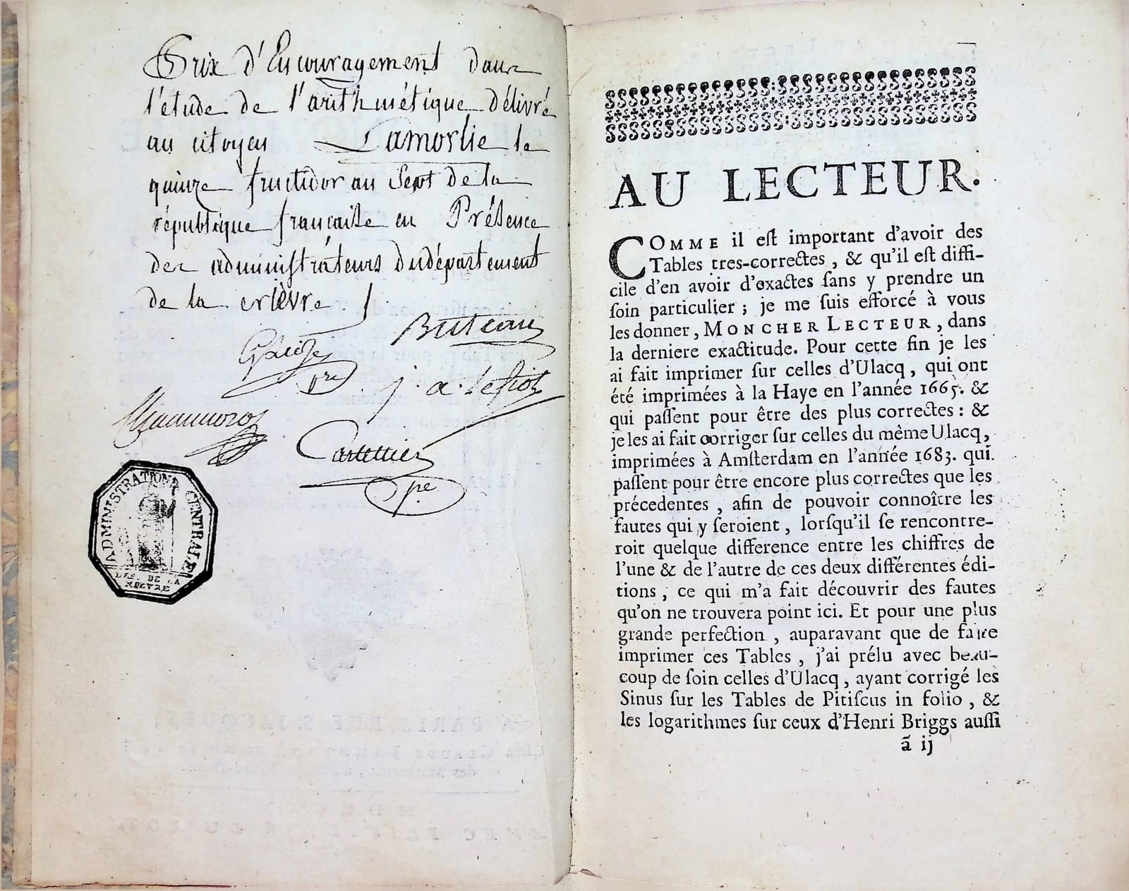 La Trigonometrie rectiligne et spherique, ou il est traité de la construction des Tables de Sinus, Tangentes, Secantes, & Logarithmes
