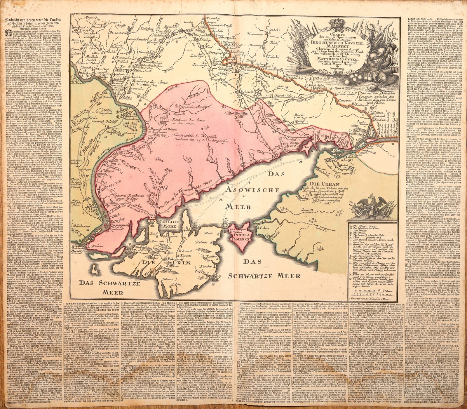 Charte der Kriegs Operationen am Donn u. Dnieper Ihro Russisch Kayserl. Majestaet Glorieusen Armeen A. 1736